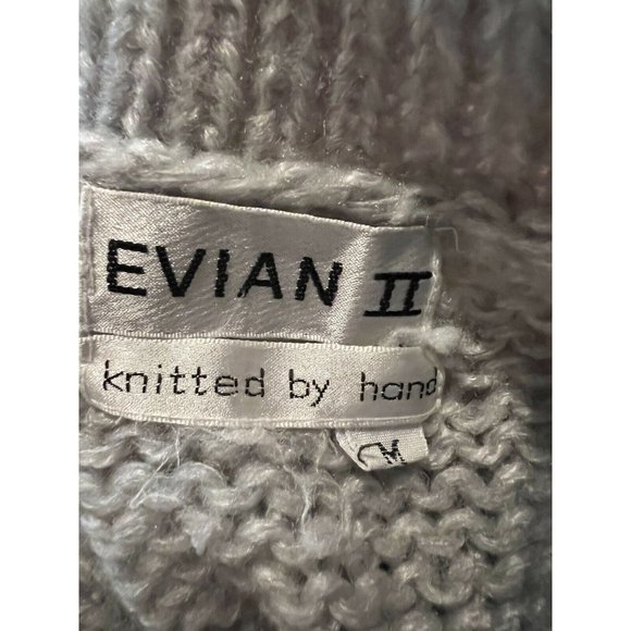 EVIAN II Knitted by Hand Women's Sweater Size M Long Sleeve Collar Grey/Pink - Picture 13 of 13